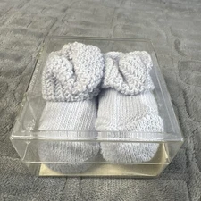 Two Feet Ahead Newborn Baby Booties Knit Baby Blue NIB