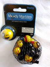 Mega Moody Crazy Collectible Marbles 18 Players 1 Printed Shooter Net Bag NOS