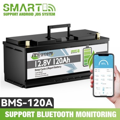 12V 120Ah LiFePO4 Lithium Batterie with Bluetooth 100A BMS Autorbatterie Solar