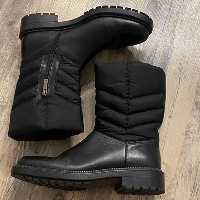 Aquatalia Leather Quilted Lori Boots Waterproof Mid Calf Zip Black Size 10
