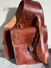 Leather Western Saddle Bags Double Horse Saddlebag Riding Pack 10x10