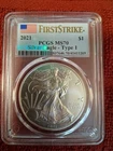 2021 American Silver Eagle PCGS MS70 Type 1 First Strike Flag Label
