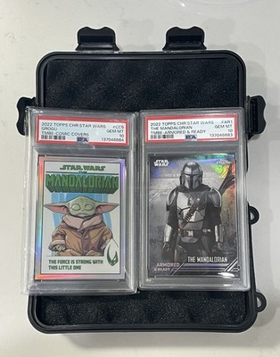 Topps 2022 Chrome Star Wars PSA 10 2-Card Lot Grogu & Mandalorian 
