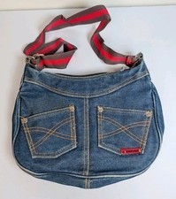 Vintage Y2K Xhiliration Denim Blue Jean Shoulder Bag Zipper Wallet Pocket Purse