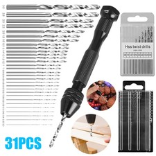 Hobby Micro Drill Bits Set, 31PCS Precision Pin Vise with Mini Hand Rotary Tools