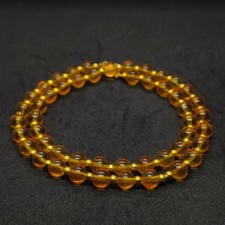 Citrine Beaded Necklace, 8mm Round Beads Jewelry, Natural Yellow Citrine Gemston