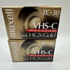2 Pack Maxwell VHS-C TC-30 HGX-Gold Premium High Grade Video Tapes NEW Old stock