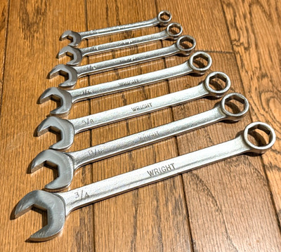  VTG Wright Tools 6-Point SAE 3/8  - 3/4'' Wrench Set Combo Open Box Lot USA