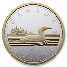 2015 Canadian $1 Big Coin Series: Loon  5 oz Fine Silver & Gold Plated Dollar