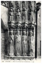 Vintage Angers Cathedral Detail Postcard France Architecture Gothic Art