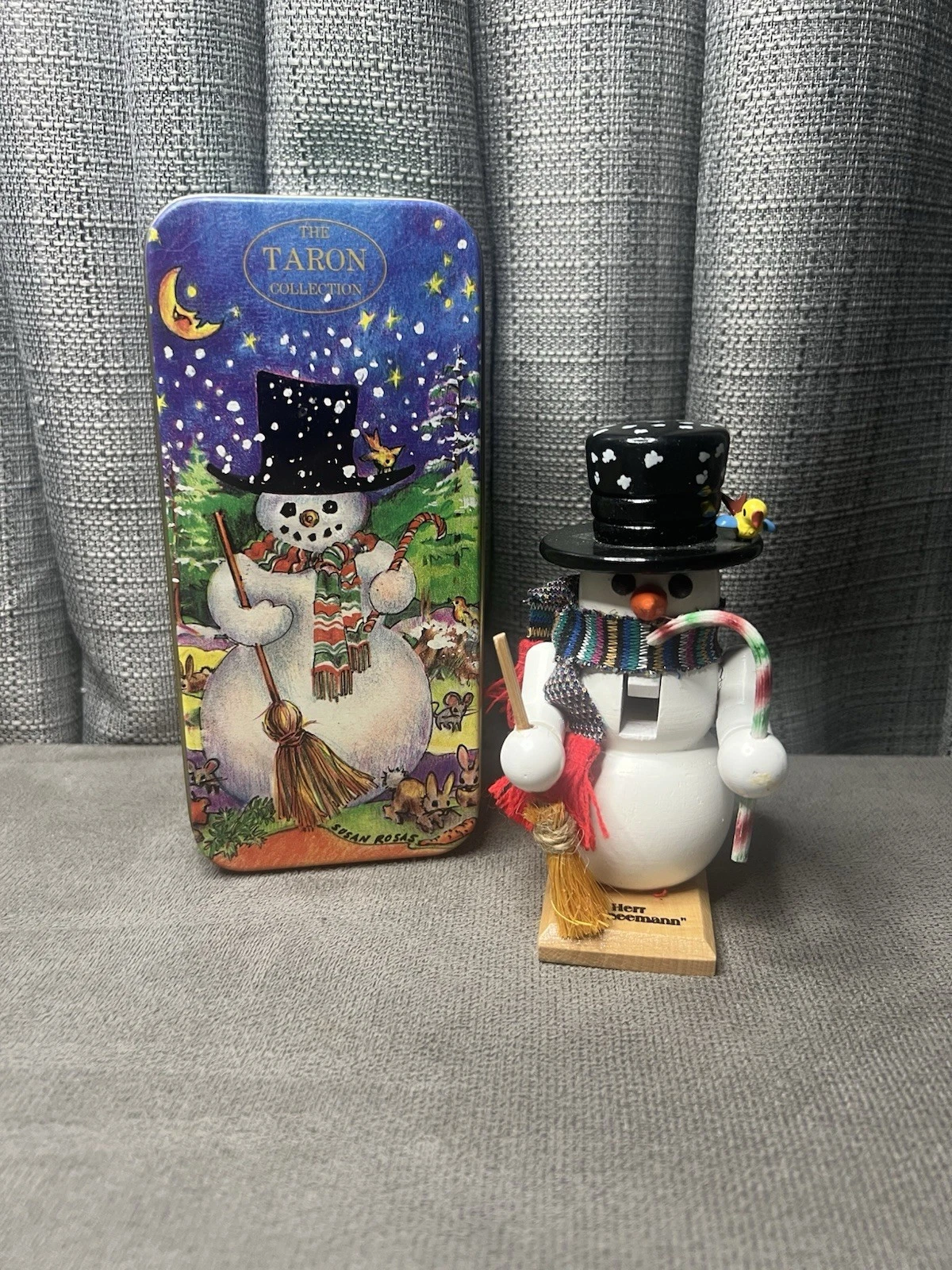 VTG Steinbach Herr Schneemann Snowman 4.5 Inch Mini Wood Nutcracker Taron 348