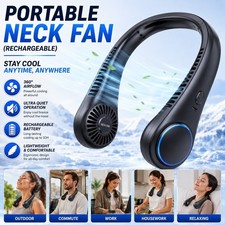 Ventilador de cuello portátil recargable manos libres portátil ventilador de refrigeración USB-C 3 velocidades