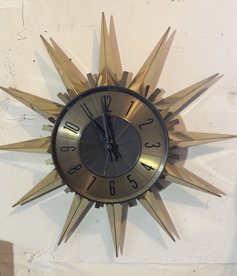 VTG Mid Century Modern Elgin Starburst Sunburst Wall Clock Retro 1960's ...
