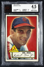 1952  Topps Baseball Del Rice #100 St. Louis Cardinals BVG 4.5 VG-EX+