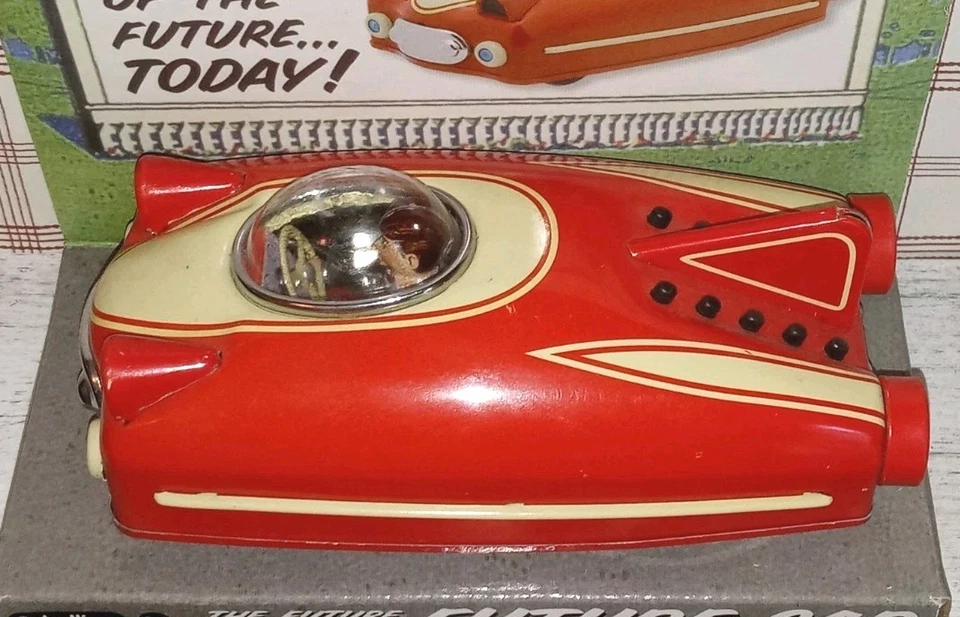 Schylling "Future Car" Red Tin 2009 In Box Frame Retro-Modern Friction Propelled - Image 4 of 4