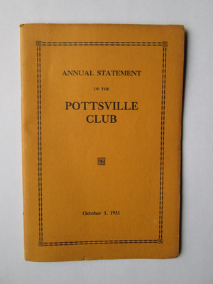 Vtg 1931 Pottsville Club Annual Statement PA Yuengling Beer Family Names Listed