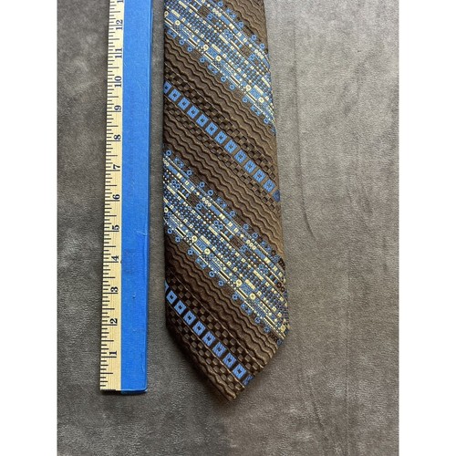 Corbata de Colección Años 70 Ancha Para Hombre Don Loper Poli Tejida Marrón Geométrico Divertido Patrón - Imagen 1 de 6