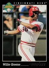 1993 Pinnacle Willie Greene #285 Cincinnati Reds Baseball Card