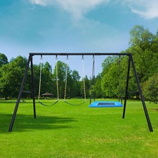 600lbs Heavy Duty Swing Set with 3 Swings Metal A Frame Swing Set Kids Backyard