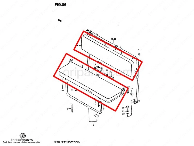 OEM Para SUZUKI Samurai SJ413 SJ410 CONJUNTO DE COJINES TRASERO JUEGO DE 2 PIEZAS Foto 2 de 3