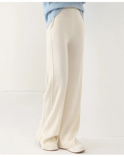 Pantalones sueltos de cachemir de cintura alta para mujer - Imagen 19 de 31