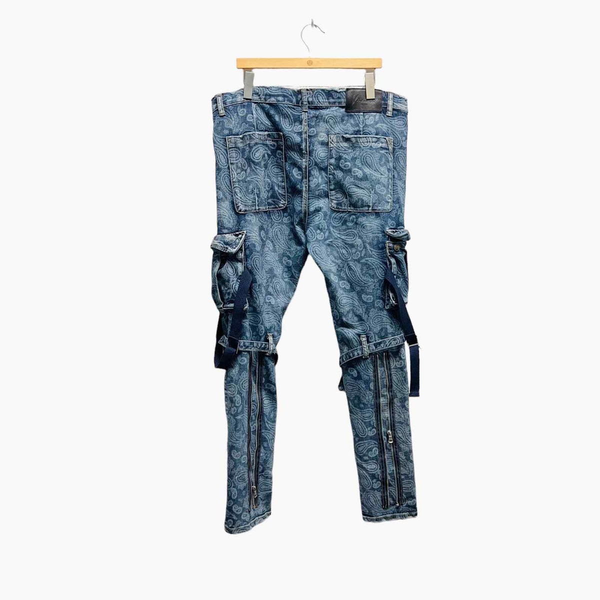Valabasas Jeans Paisley Blue Denim Cargo Straps Pants