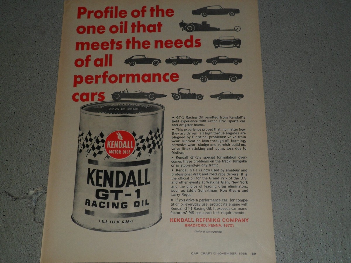 1968 KENDALL GT-1 RACING OIL AD / ARTICLE | eBay