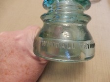 VINTAGE Whitall Tatum Co. No.1 Aqua Glass Insulator - 4-1/2" - MADE IN USA
