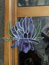 HANDCRAFTED STAINED GLASS SUNCATCHER PURPLE SWIRL IRIS FLOWER