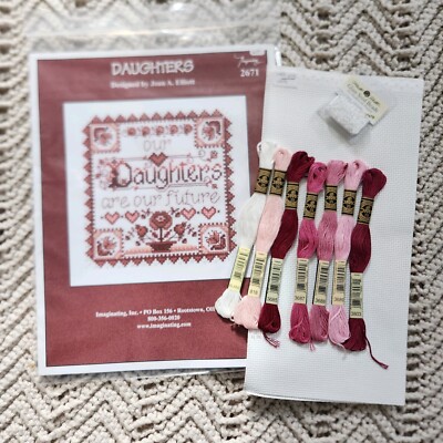 Imaginating DAUGHTERS Joan A. Elliott cross stitch KITTED fabric, beads, DMC