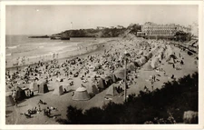 Biarritz La Grande Plage France RPPC Real Photo Unposted Postcard Antique