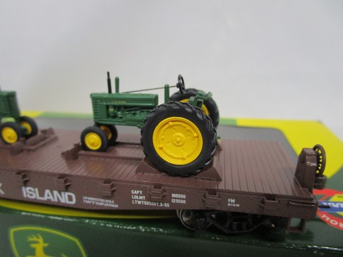 Athearn HO Rock Island 40' Flat Car w/ John Deere Model B Tractor Load NOS 8150 - Picture 2 of 5