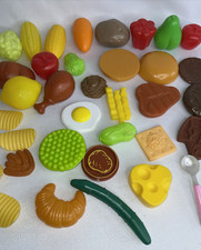 Kid Pretend Food Play Kitchen Lot of 48 Hamburger Steak Egg Lemon Chips Fries
