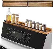 Stove Top Shelf,Magnetic Oven Shelf,Kitchen Storage Solution, 2pcs 15" Hard Wood