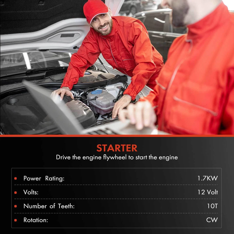 Стартерный двигатель для Porsche 911 01-05 07-11 3,6 л 3,8 л 4,0 л 1,7 кВт 12 В по часовой стрелке 10T - Изображение 2 из 4