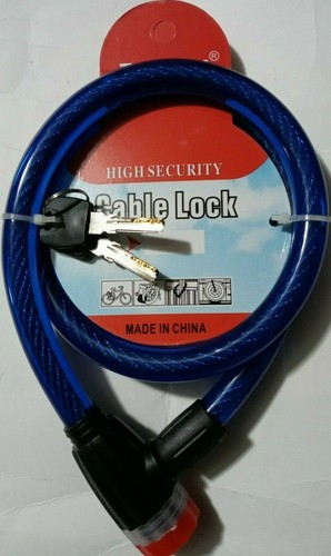 Zhonli  36 Inch Bike Locks Cable Lock Coiled Secure Keys Bike Cable Lock Blue