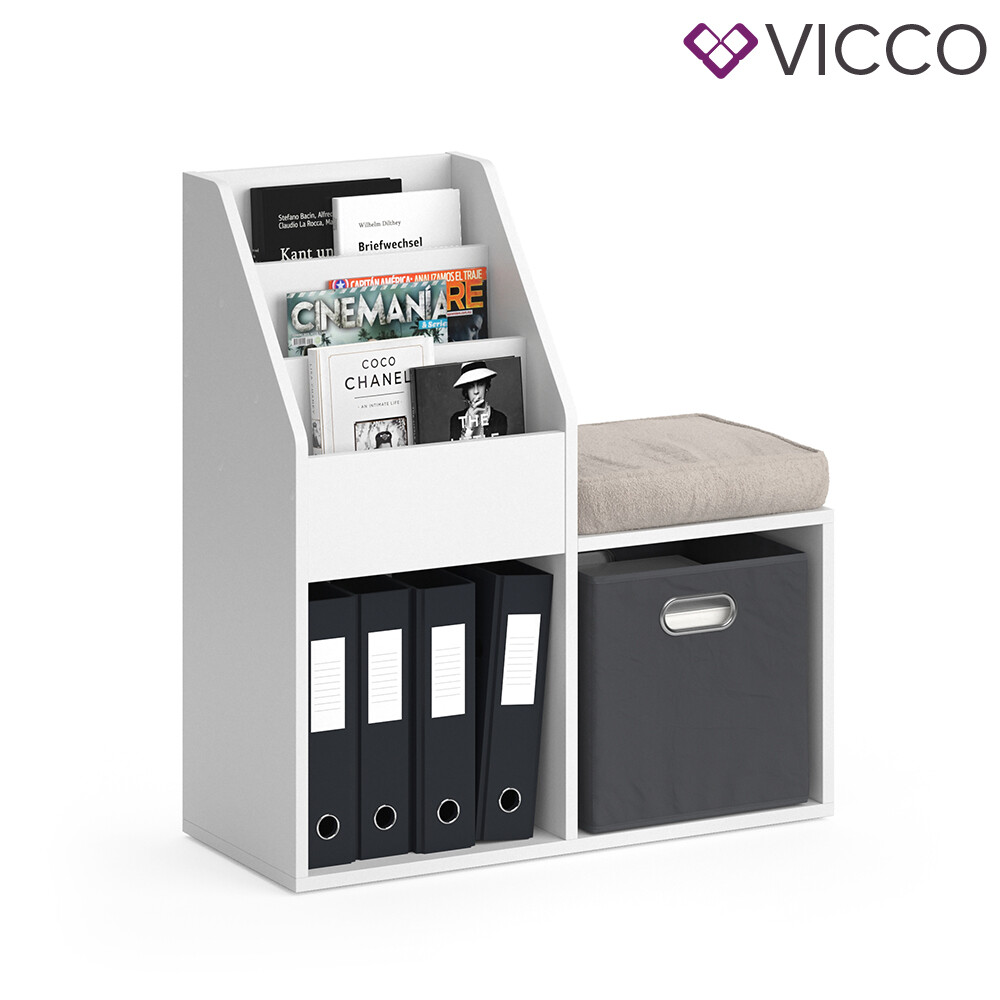 Bibliothèque Vicco Luigi blanche avec banc
