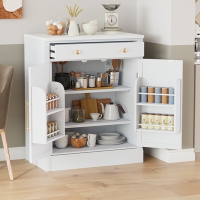 TOPMAX Modern Freestanding Kitchen Pantry,Buffet Food Storage,Coffee Bar Cab