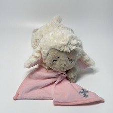 Baby Ganz White Sleeping Lamb w/ Pink Blanket 11"Plush Stuffed Animal