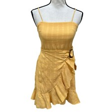 American Eagle Yellow Cotton Blend Wrap mini Dress size XS