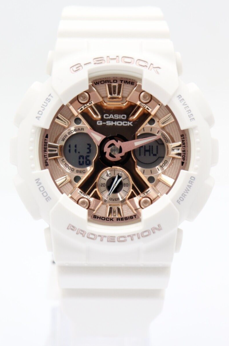 New Casio G-SHOCK White Rose Gold Mid-Size Chrono Watch 45mm