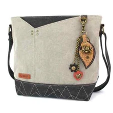 New CHALA PRISM Crossbody Bag  Gray Grey SPIDER Key Chain  Canvas Halloween gift
