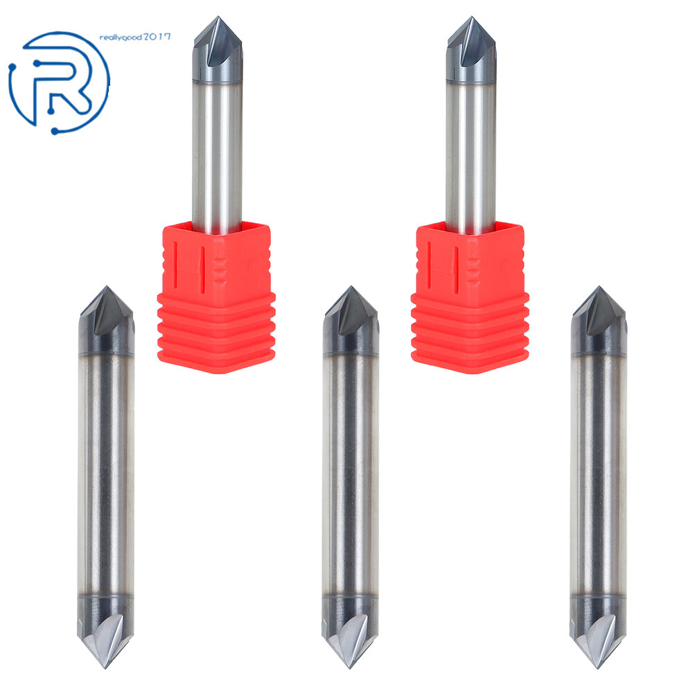 Feeds And Speeds Carbide Chamfer Mill Double End - 3/8" 4 Flute 90° AlTiN Coated 3/8 Shank Chamfer Tool