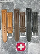 New 19mm WENGER SWISS Army Leather Strap Victorinox Black Brown Watch Band 19