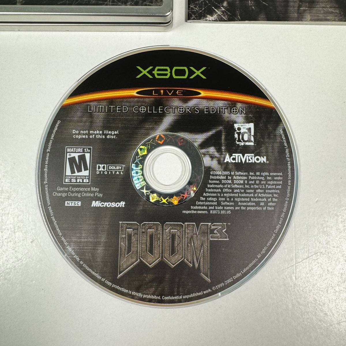 Doom 3 Limited Collector's Edition Steelbook Microsoft Xbox