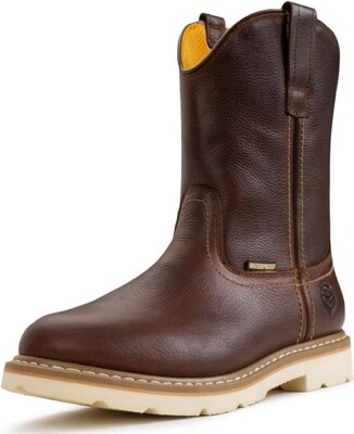 SUREWAY Men's Waterproof Steel Toe Wellington Work Boot, Dark Brown  Size: 9