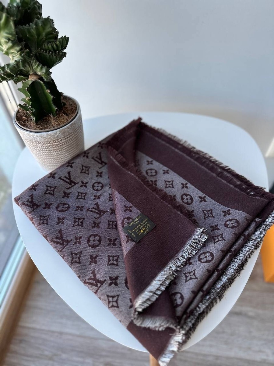 Louis Vuitton Scarf Silk Metal Wool Monogram Pattern LV Unisex