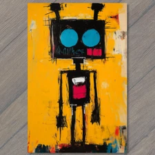 Art Print Urban Robot Pop Style Yellow Red Blue Head Glitch Street Art Bold