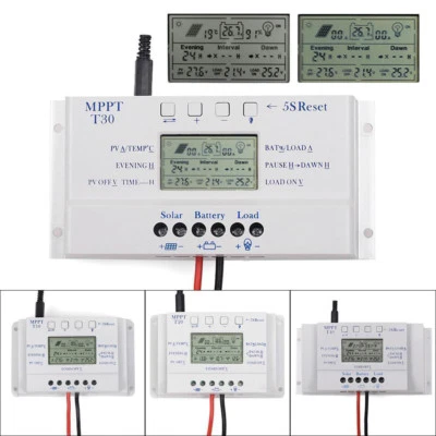 OOYCYOO MPPT Solar Panel Regulator LCD 10A-80A 12V/24V Charge Controller 3 Timer