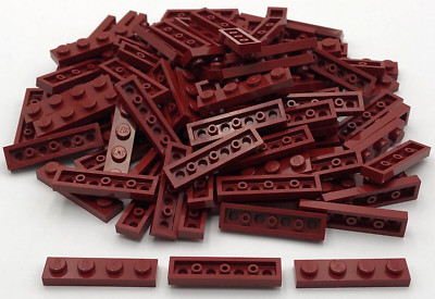 Lego 100 New Dark Red Plates 1 x 4 Stud Pieces